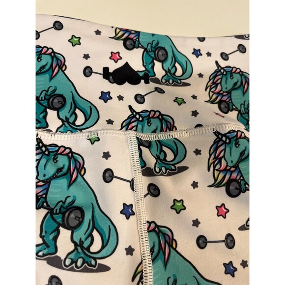 WodBottom Womens Unicorn Gym Shorts Weightlifting Dino Print 87% Polyester & 13% - Picture 7 of 8